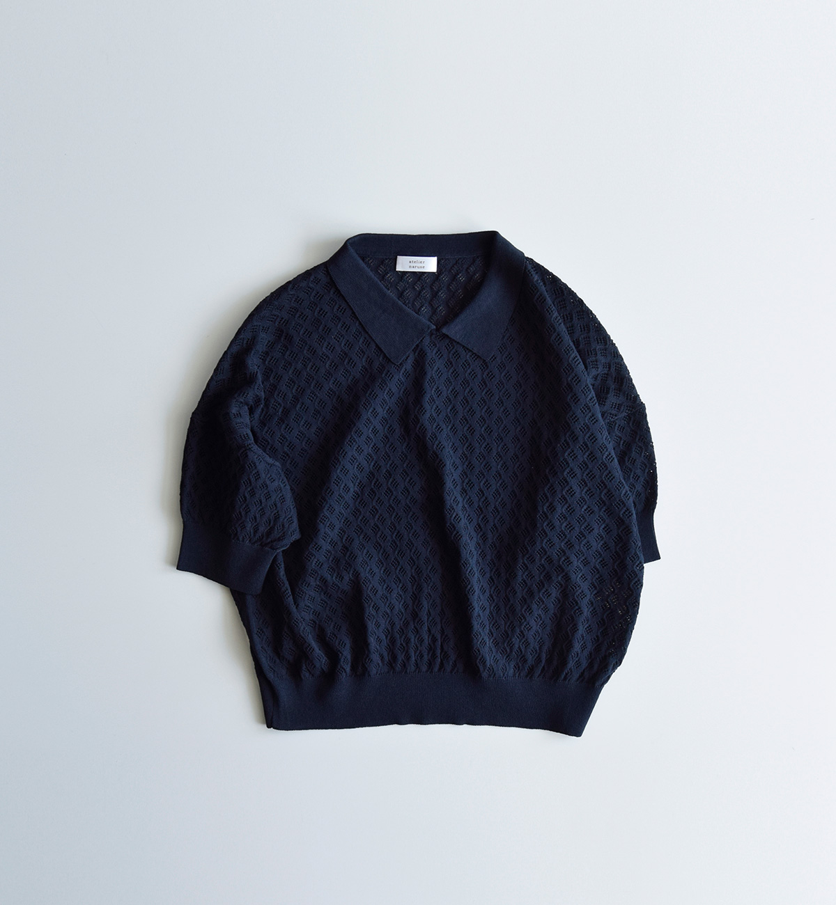 atelier naruse アトリエナルセ コットン 襟付き レトロ ニット プル