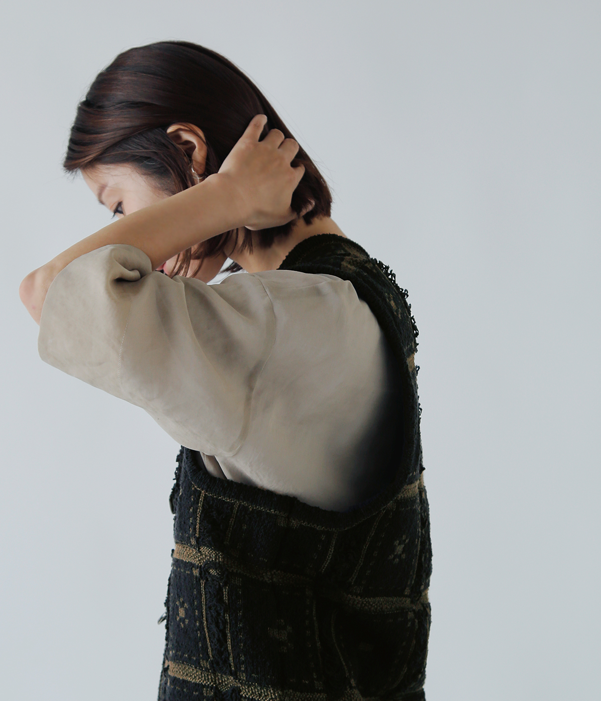 ONICA オニカ ウール コットン ブロックジャガード ニット ベスト