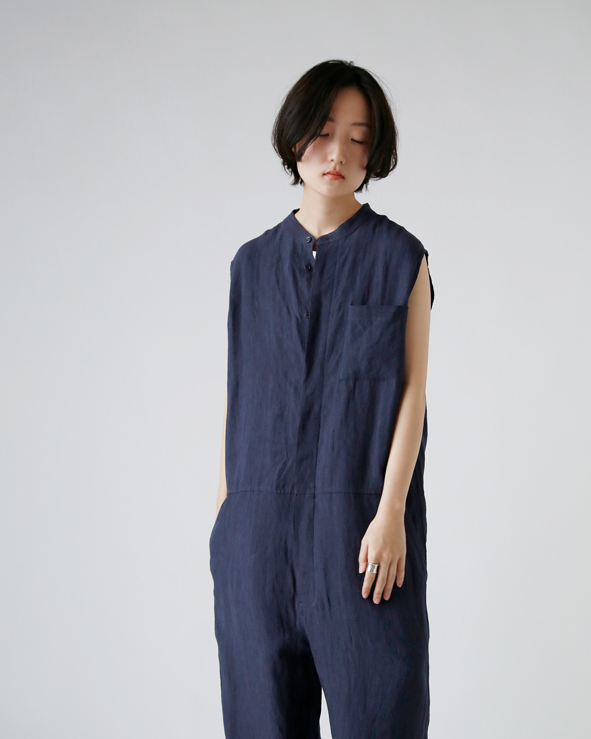 TOUJOURS トゥジュー ハードウォッシュ リネン オールインワン