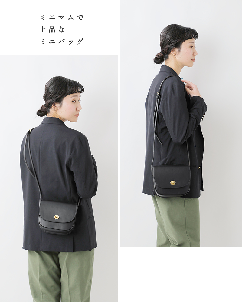 Mimi ミミ グレイン ベジタブル タンニンレザー ショルダーバッグ