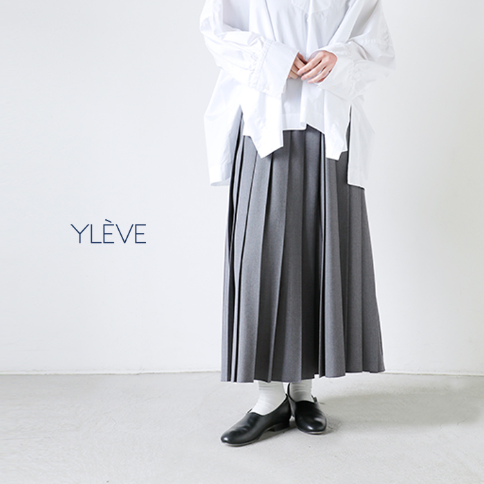 YLEVE イレーヴ ウール サージ プリーツ スカート “WOOL SURGE PLEATED
