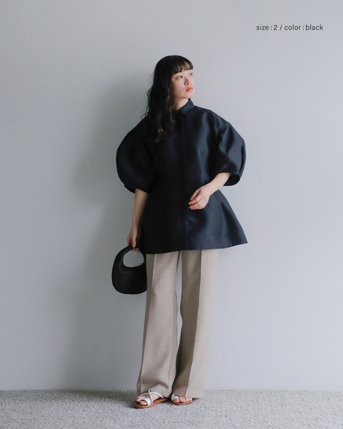 40%OFF】CLANE クラネ ウエスト シェイプ パフスリーブ シャツ 18122