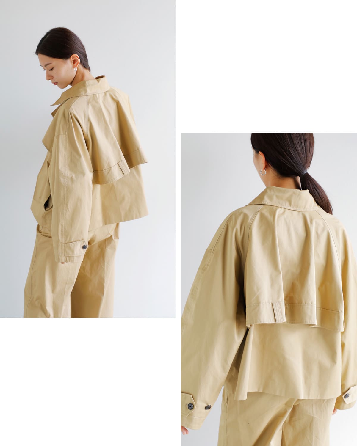 CREDONA クレドナ 60/2 コットン ギャバジン ハーフ トレンチ コート