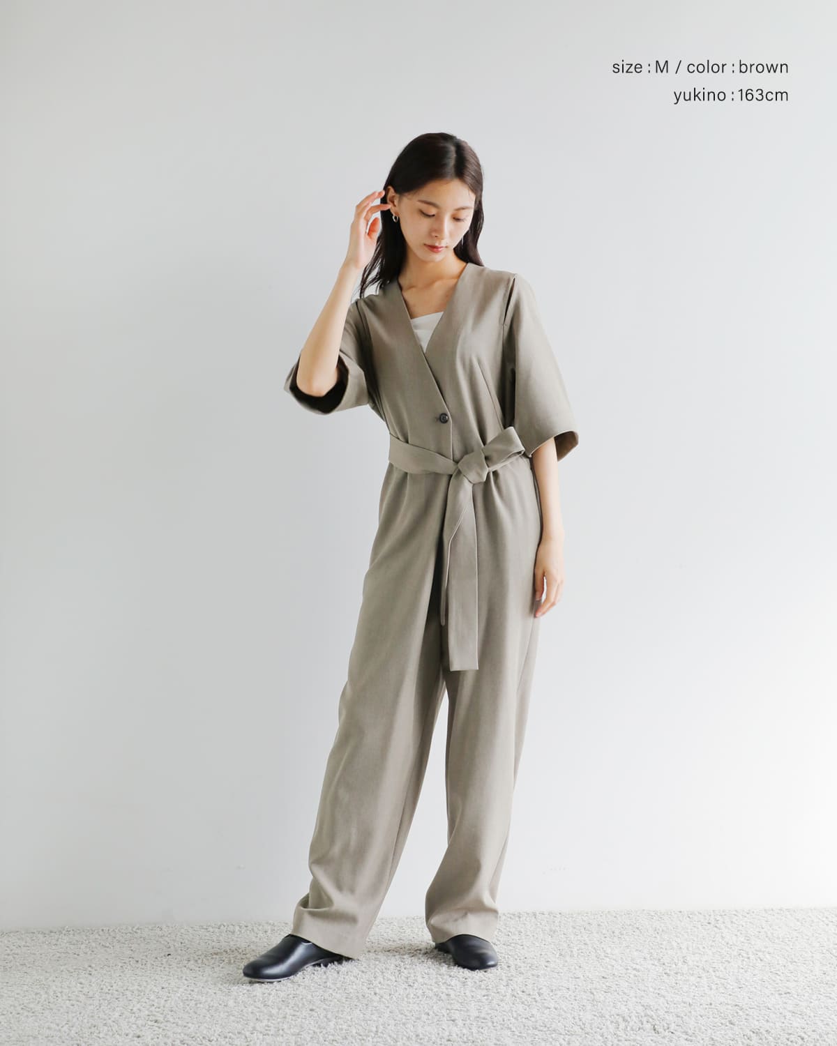 30%OFF】MANOF マノフ スリット ハーフスリーブ オールインワン 89112