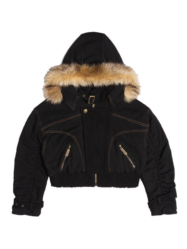Fur Hoodie Leather Gather Jacket – ARCANA ARCHIVE