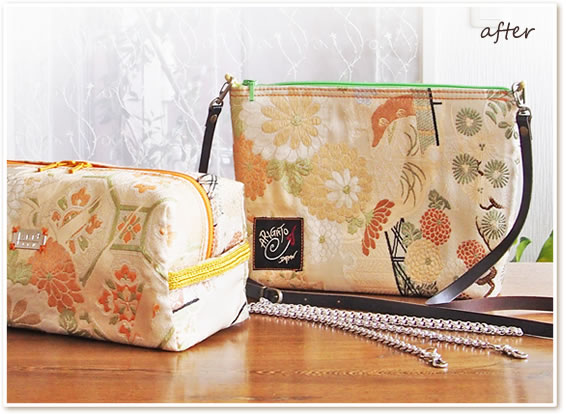 帯リメイク実例】前回の余った帯で斜め掛けiPadバッグと帯ポーチを