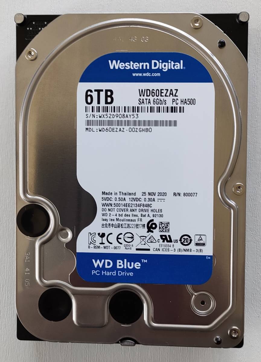 WD Blue 6TB HDD WD60EZAZ 27,395時間利用 WD60EZAZ 使用時間496時間