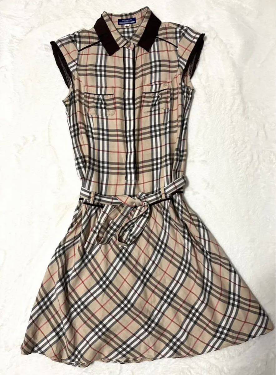 Burberrバーバリー キャミソール ノバチェック ベルト プリーツ A