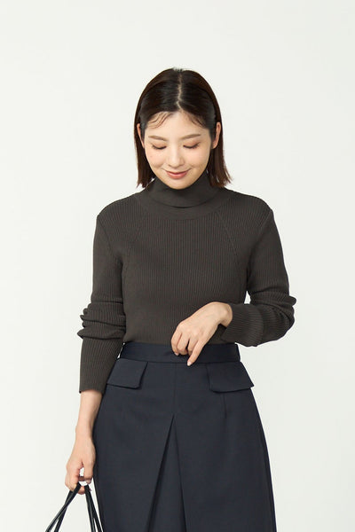 Pleasant rib turtle sweater (Charcoal) – Audire