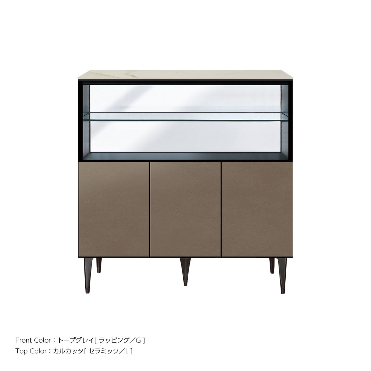 綾野製作所 ゼノノワール 幅90cm サイドボード 板扉 オープン棚