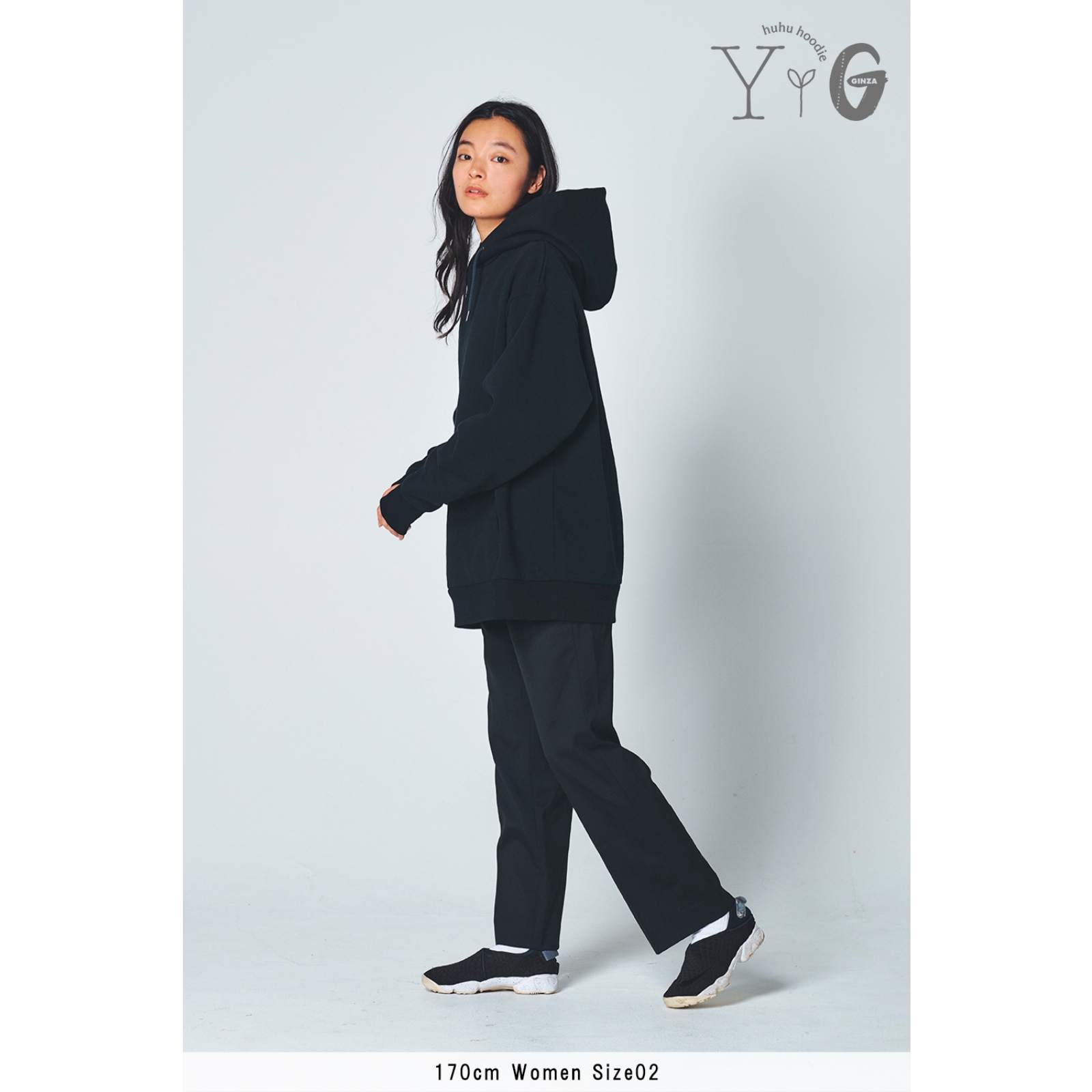 huhu フーディ〉BLACK | Yui Aragaki × Ginza huhu hoodie STORE