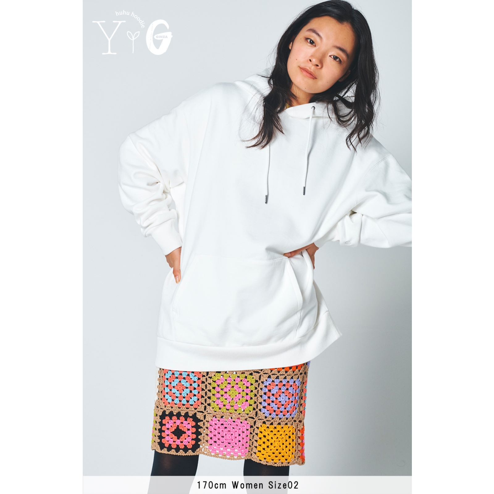 huhu フーディ〉WHITE | Yui Aragaki × Ginza huhu hoodie STORE