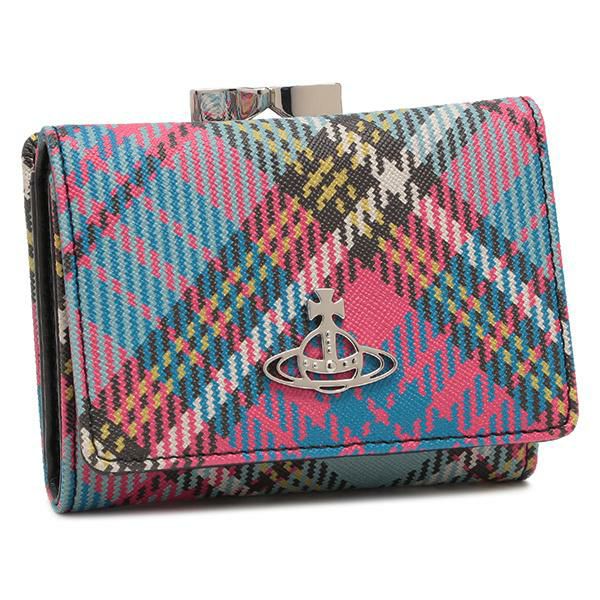 ヴィヴィアンウエストウッド 三つ折り財布 チェック柄 レッド マルチ