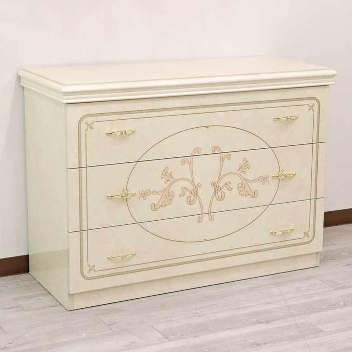 サルタレッリ フローレンス ワイド3段チェスト 113cm幅 アイボリー