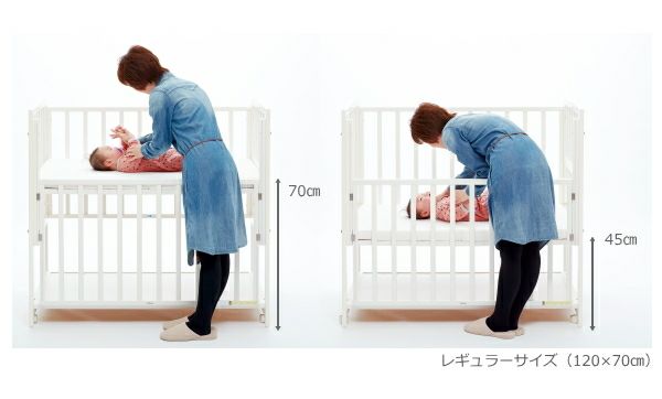 コンパクトベッド ツーオープン小型【ホワイト】 | ベビーベッド