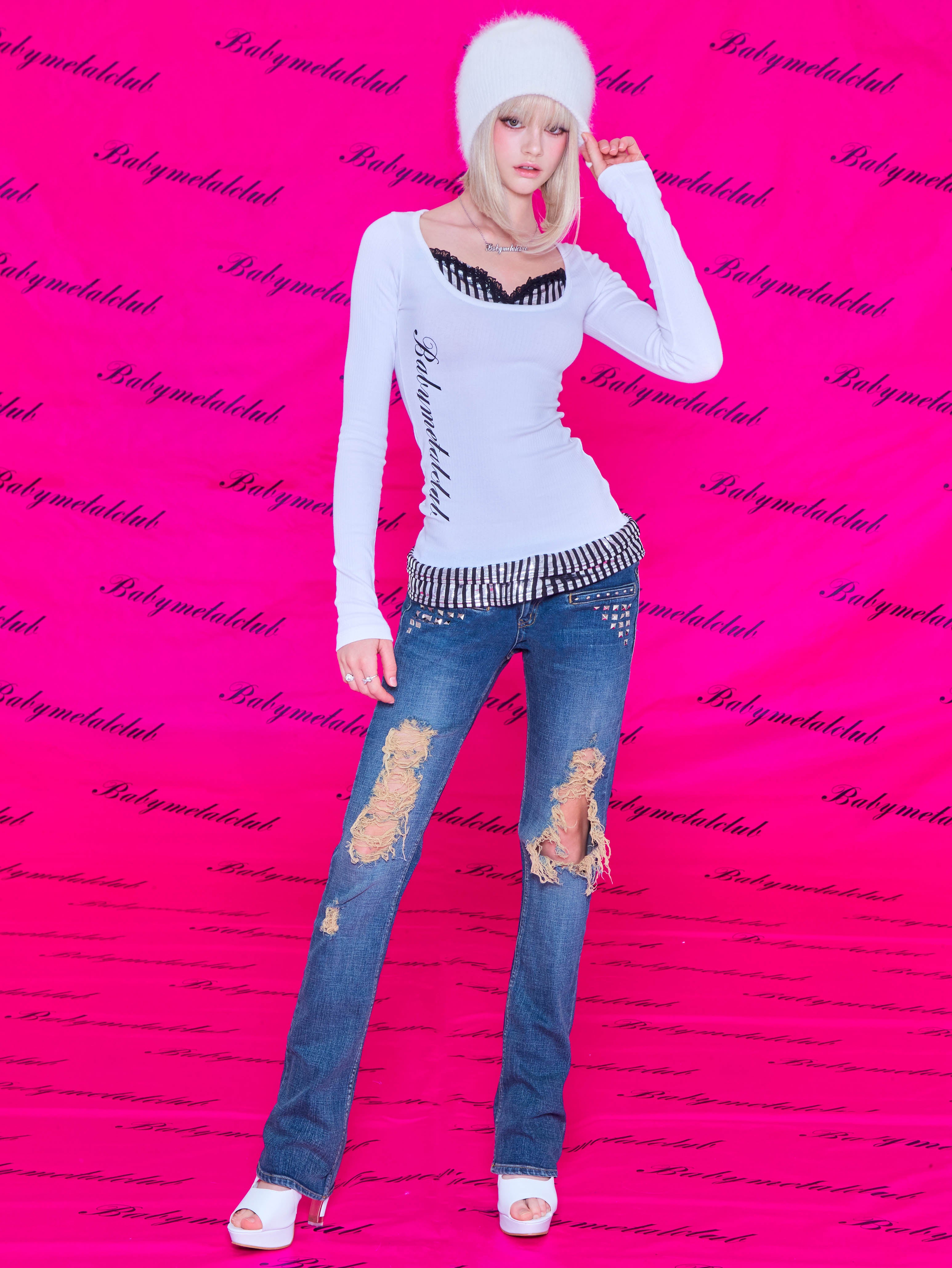 Leopard logo string tee (black) – Babymetalclub Japan