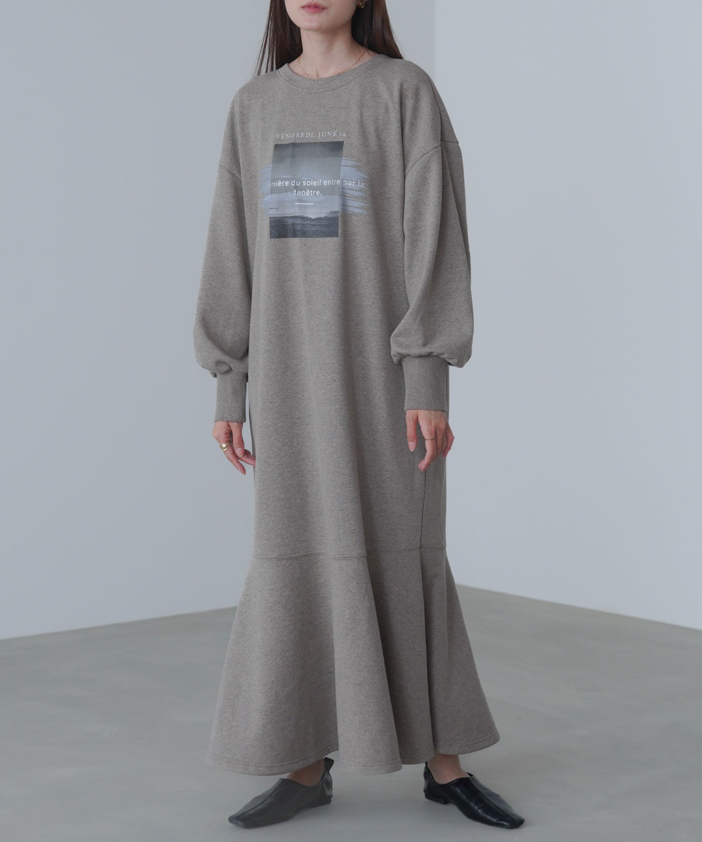 前後2WAYホックプリントマーメイドスウェットワンピース – Bab