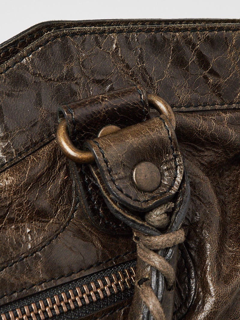 Balenciaga Olive Chevre Leather Flat Brass Le Dix Lariat Bag