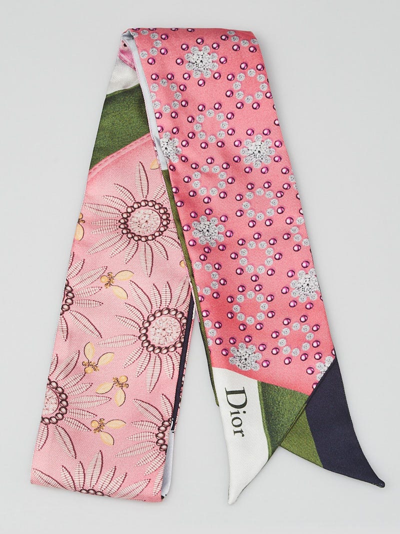 Christian Dior Multicolor Silk Floral Graphic Print 'E' Mitzah