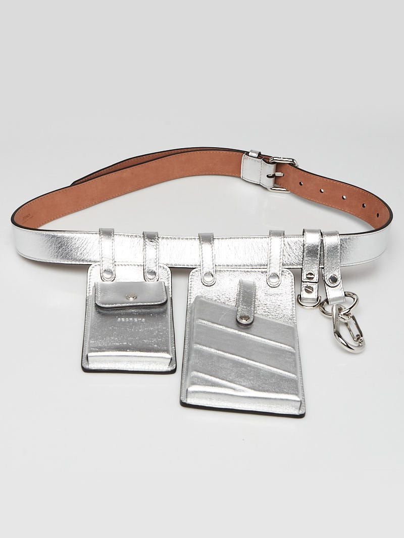 Fendi Silver Leather Utility Multi-Function Belt | Yoogi's Closet