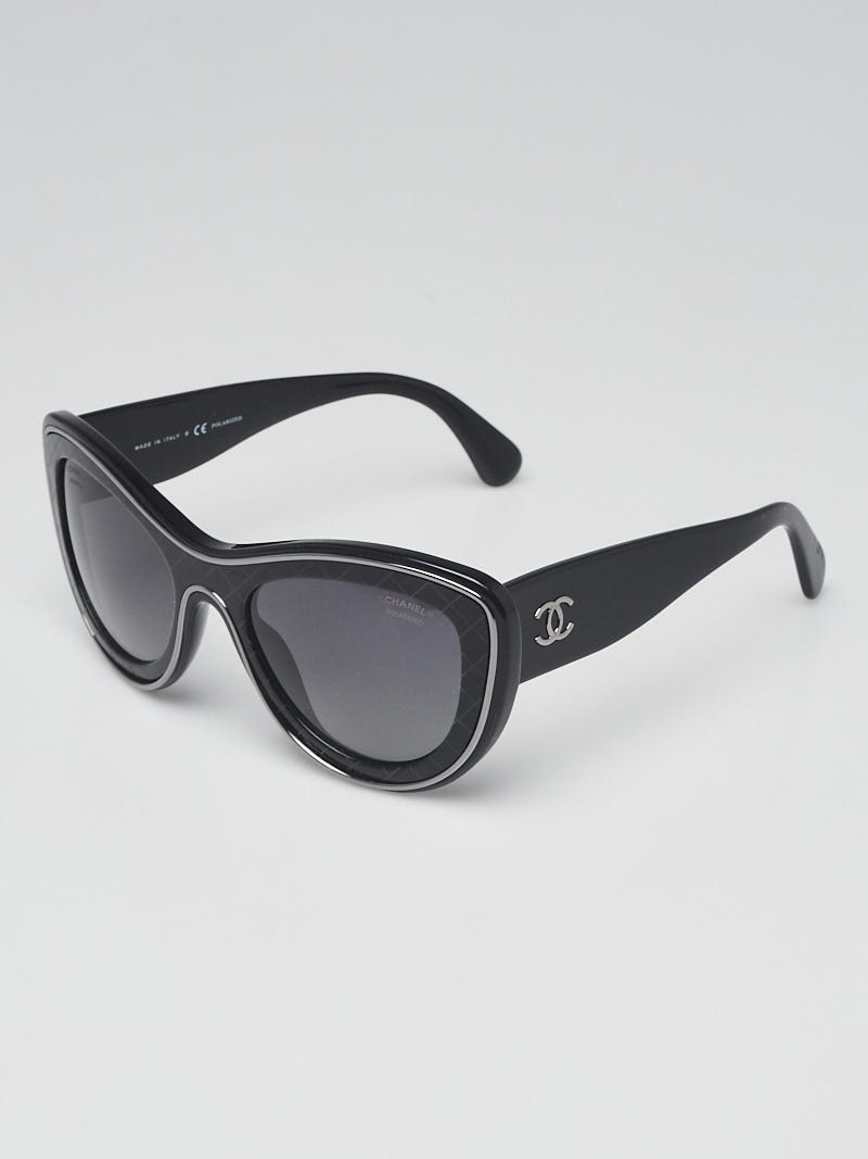 Chanel Black Acetate Frame Cat-Eye Polarized Sunglasses-5397