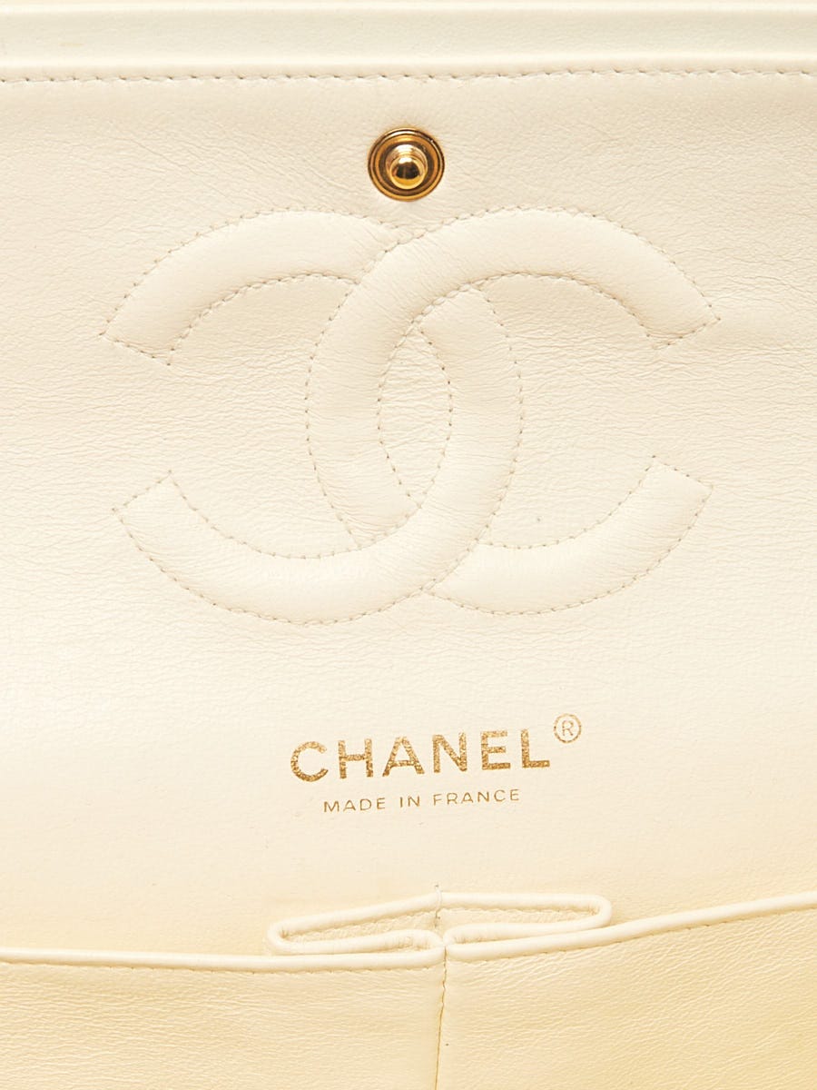 Chanel Ivory Quilted Lambskin Leather Classic Medium Double Flap