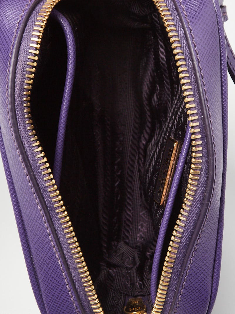 Prada Viola Saffiano Leather Mini Zip-Top Camera Crossbody Bag