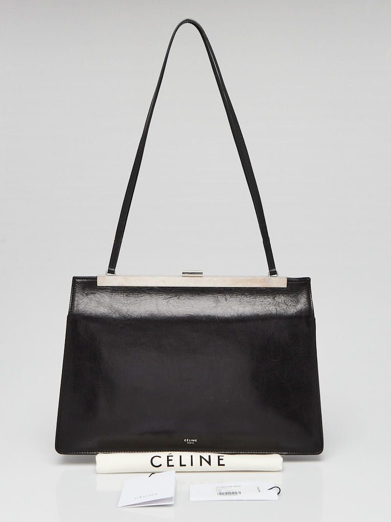 Celine Black Leather Soft Medium Clasp Bag | Yoogi's Closet