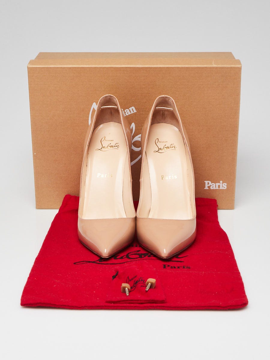 Christian Louboutin Beige Patent Leather Pigalle 120 Pumps Size 6