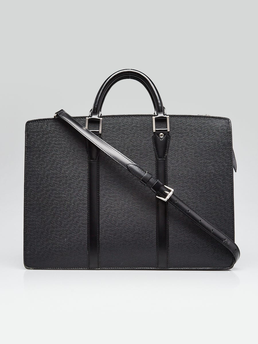 Louis Vuitton Black Taiga Leather Lozan Briefcase Bag | Yoogi's Closet