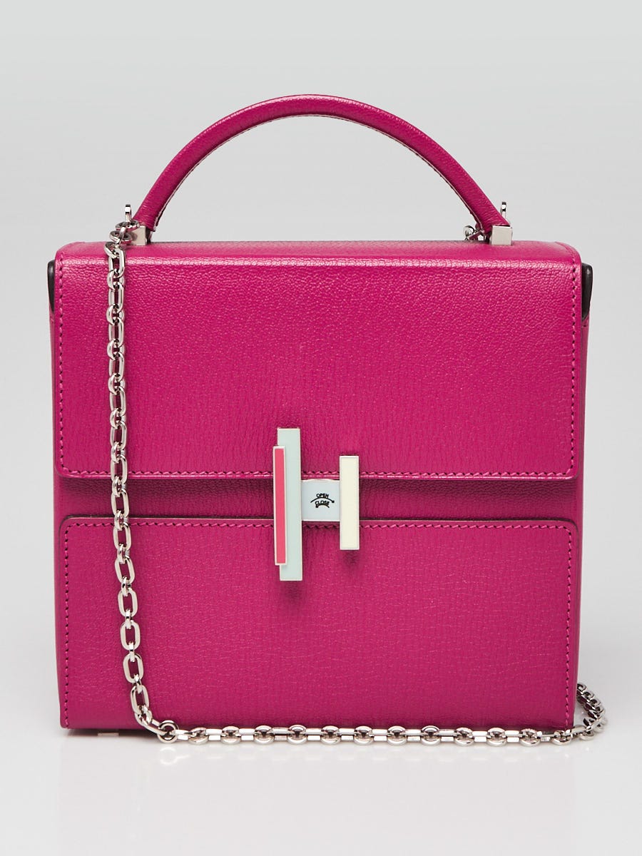 Hermes Rose Pourpre Chevre Mysore Cinhetic Boxy Top Handle Bag
