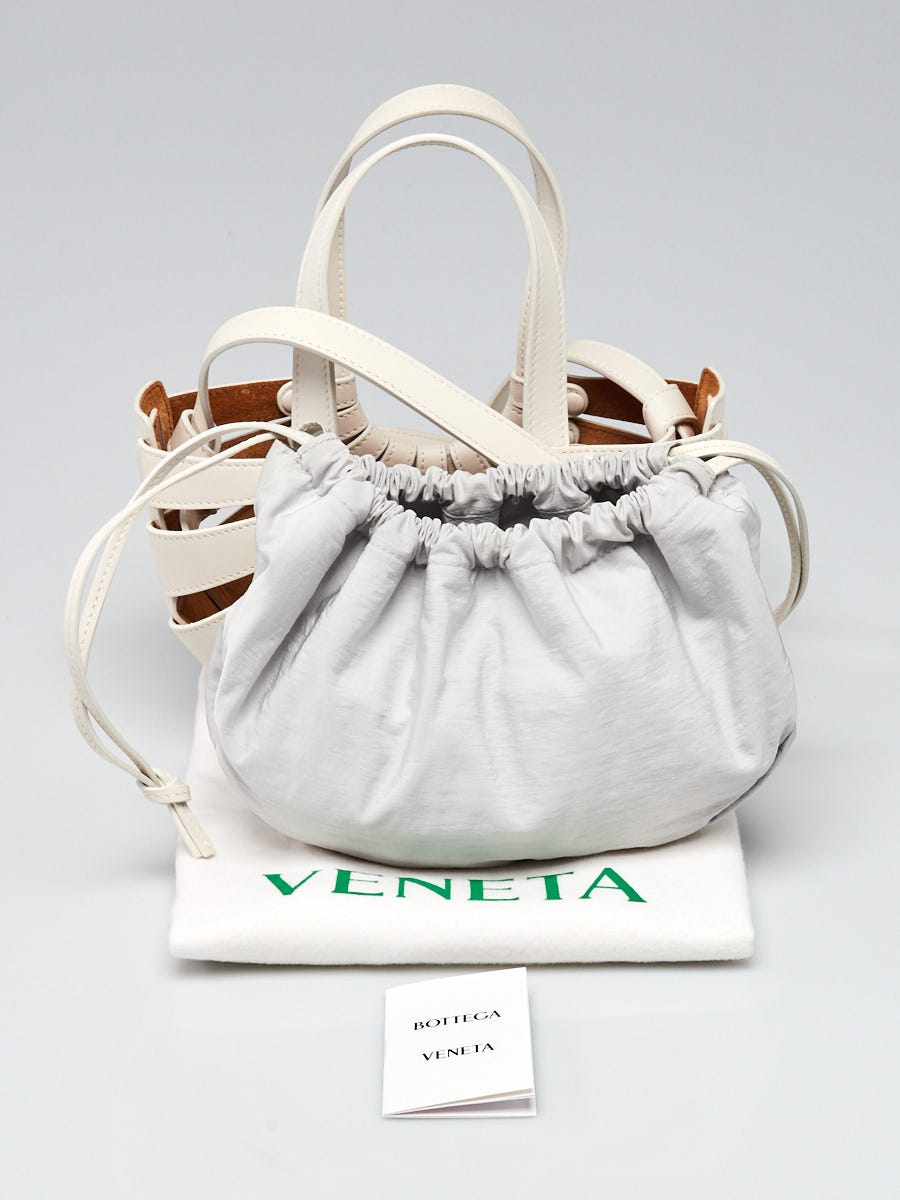 Bottega Veneta White Calfskin Leather Small Shell Bag | Yoogi's Closet