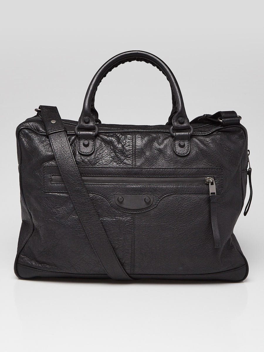 Balenciaga Black Lambskin Leather Briefcase Bag | Yoogi's Closet