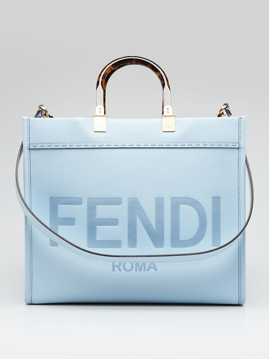 Fendi Light Blue Leather Medium Sunshine Tote Bag -8BH386