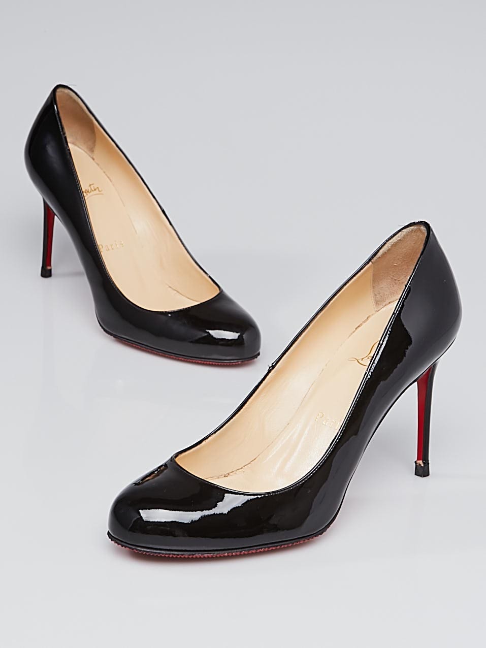 Christian Louboutin Black Patent Leather Fifi 85 Pumps Size 7/37.5