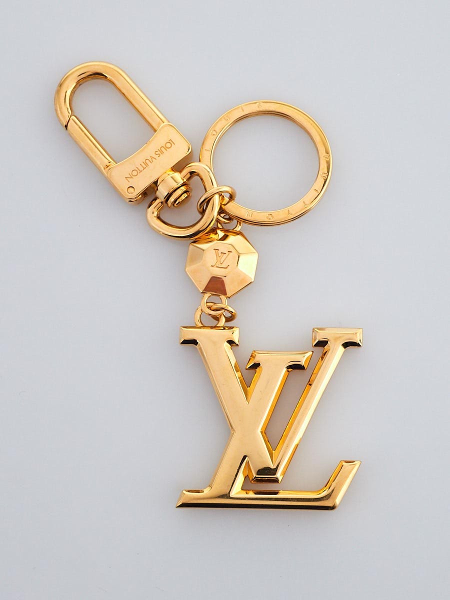 Louis Vuitton Goldtone Metal LV Facettes Key Holder and Bag Charm