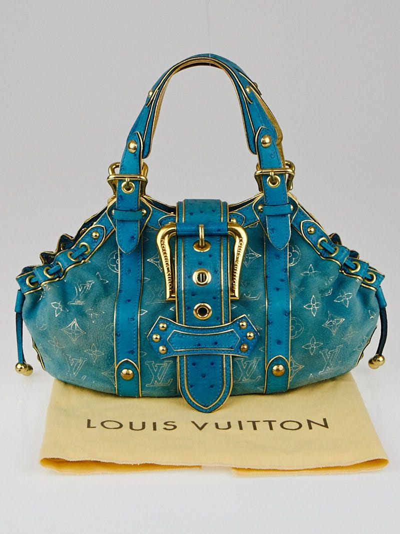 Louis Vuitton Limited Edition Turquoise Monogram Suede Ostrich