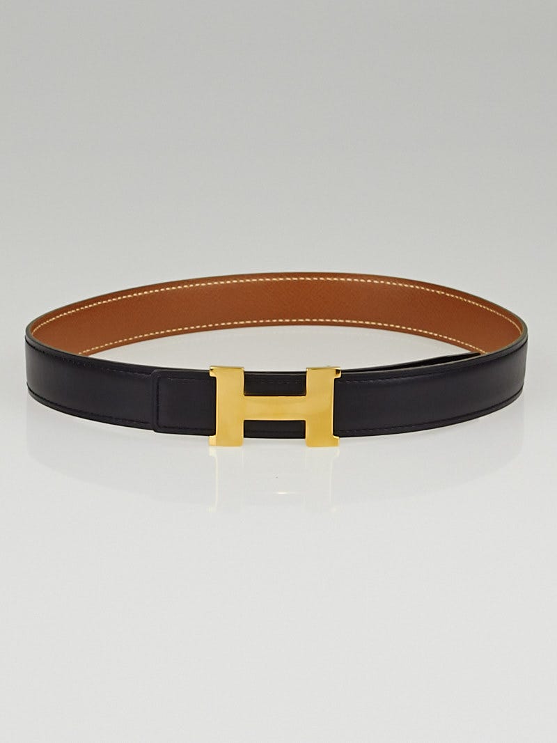 Hermes 24mm Black Box / Gold Courchevel Leather Gold Plated