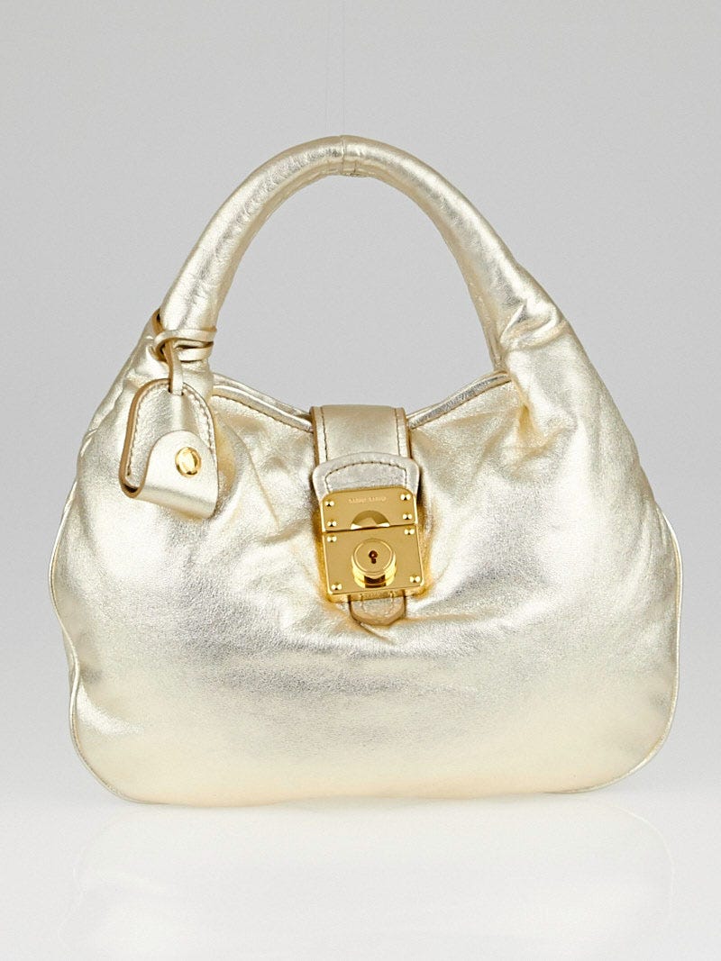 Miu Miu Gold Metallic Leather Mini Bag | Yoogi's Closet