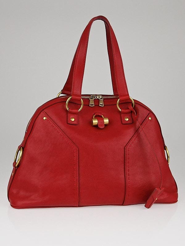 Yves Saint Laurent Red Calfskin Leather Large Muse Bag | Yoogi's