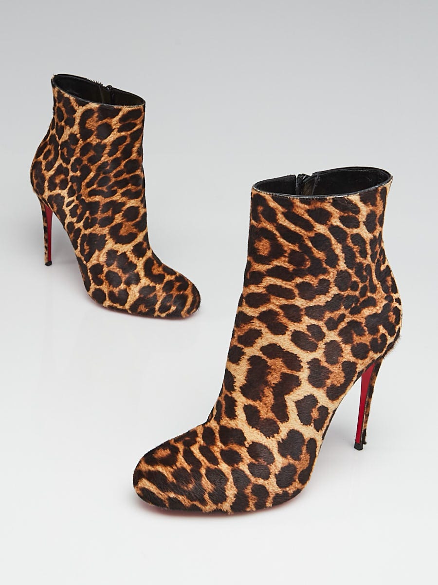 Christian Louboutin Leopard Print Pony Hair Fifi Booty 100 Ankle