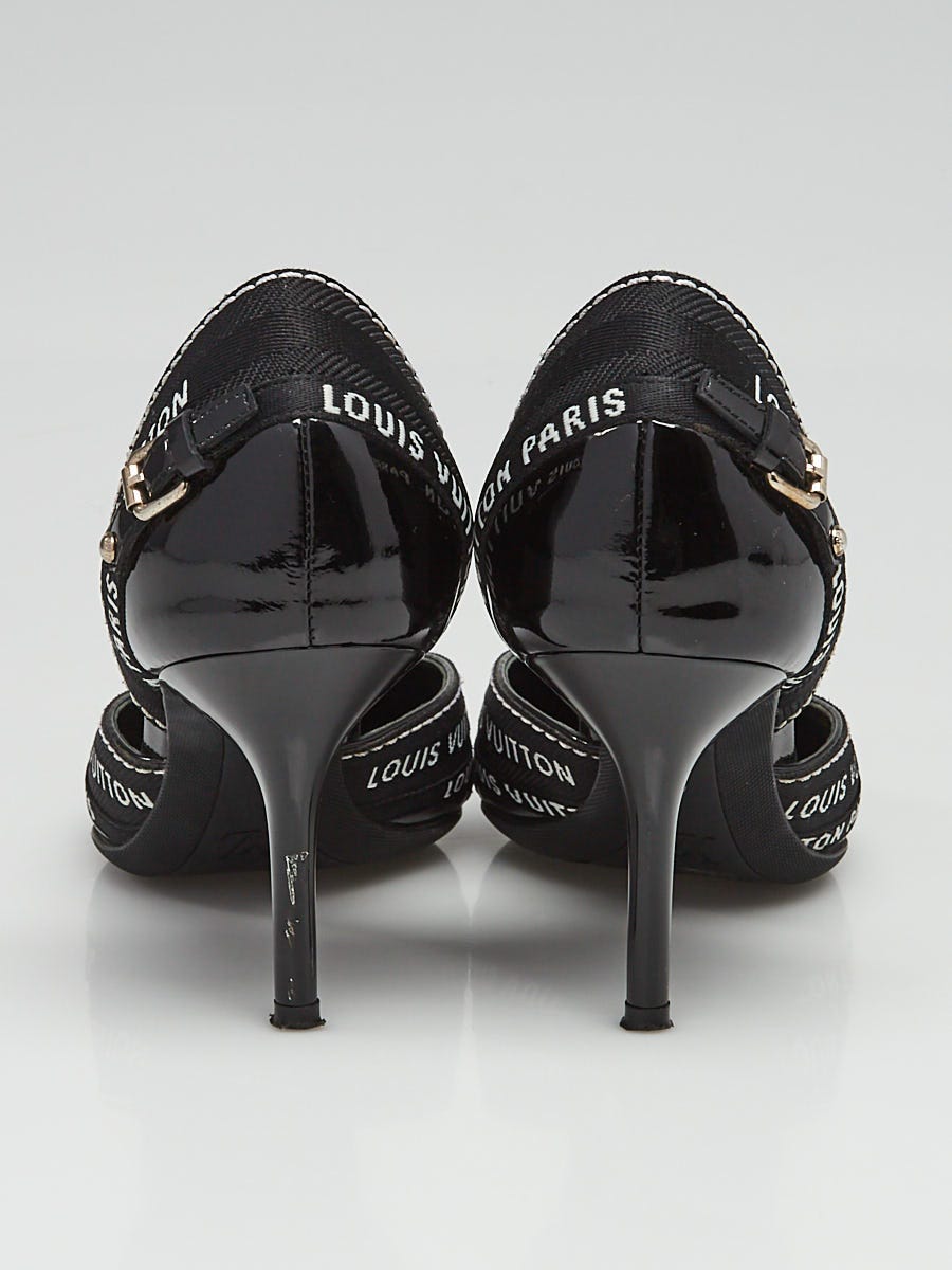 Louis Vuitton Black Patent Leather Lily Open Side Pumps Size 7.5