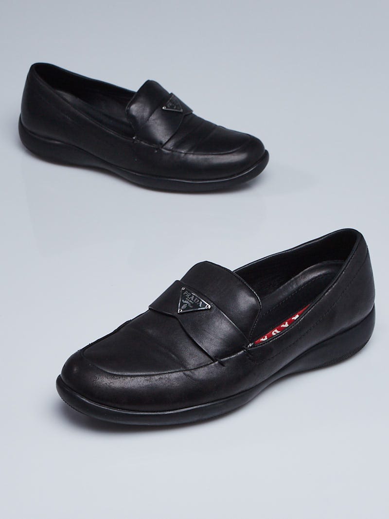 Prada Sport Black Nappa Leather Loafers Size 8/38.5 | Yoogi's Closet