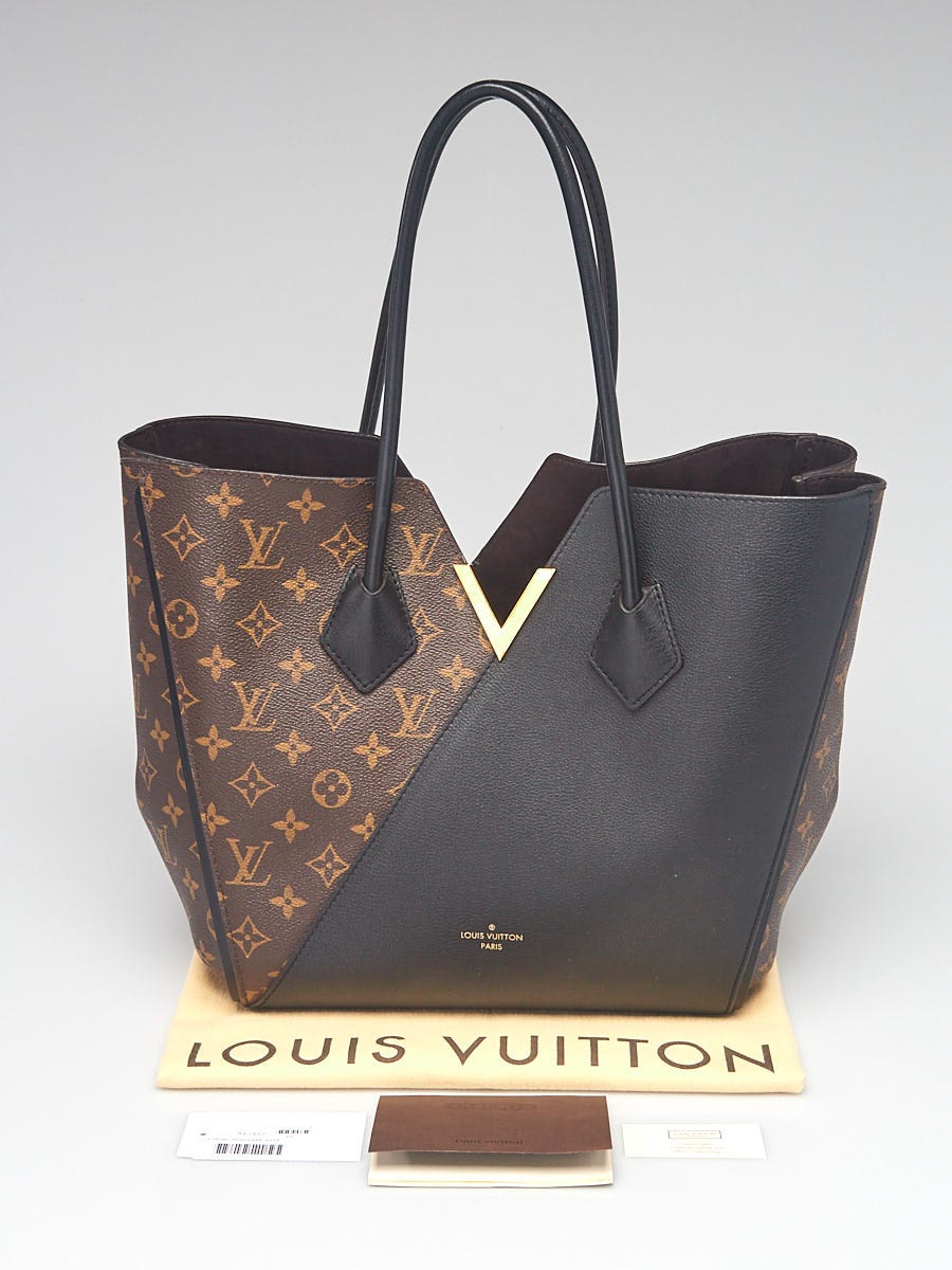 Louis Vuitton Monogram Canvas and Black Leather Kimono MM Tote Bag