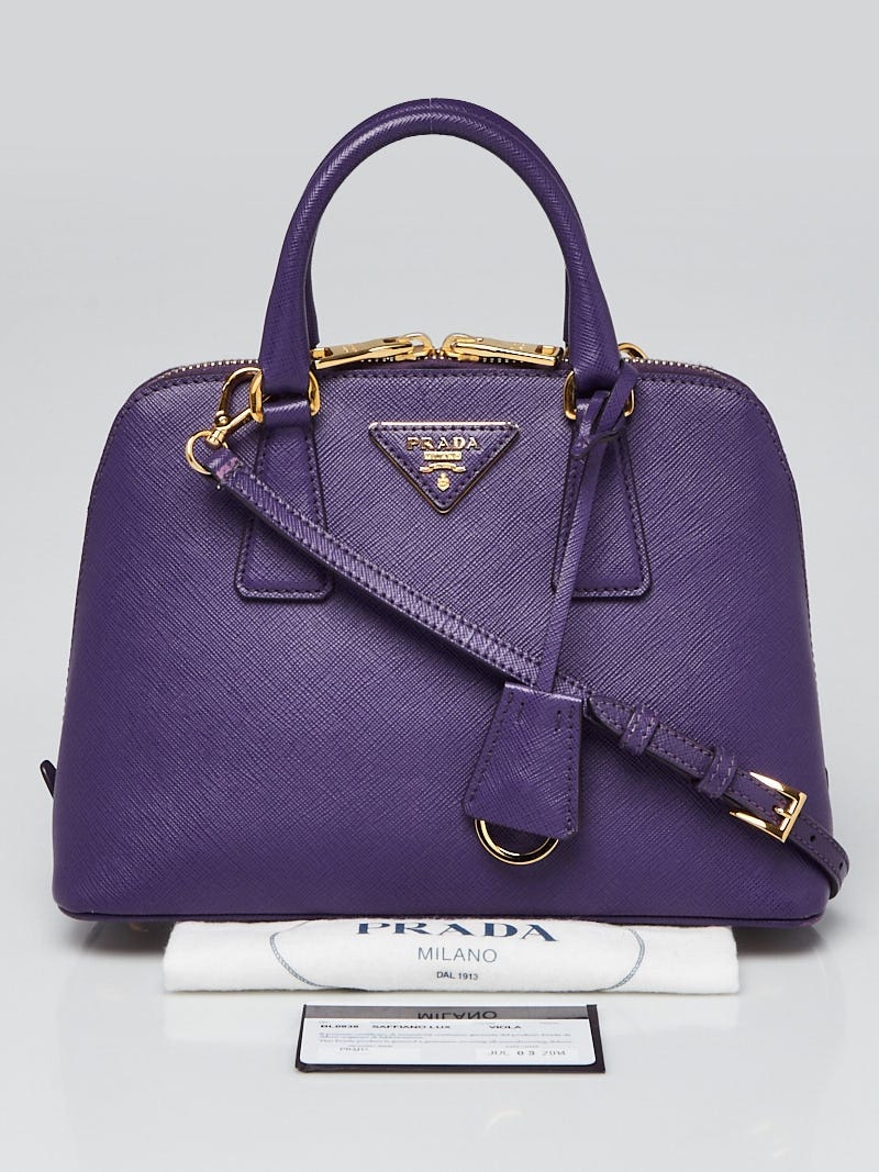 Prada Viola Saffiano Lux Leather Small Promenade Bag BL0838