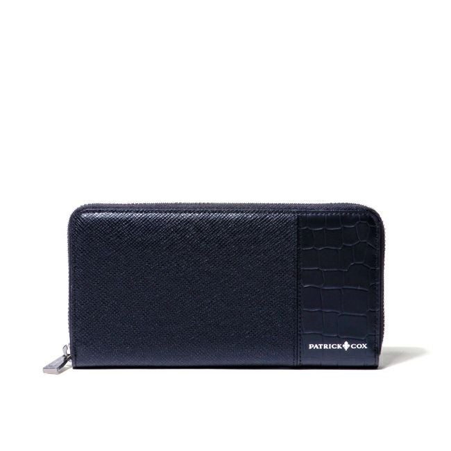 PATRICK COX エンボスレザーコンビネーション ラウンドファスナー長