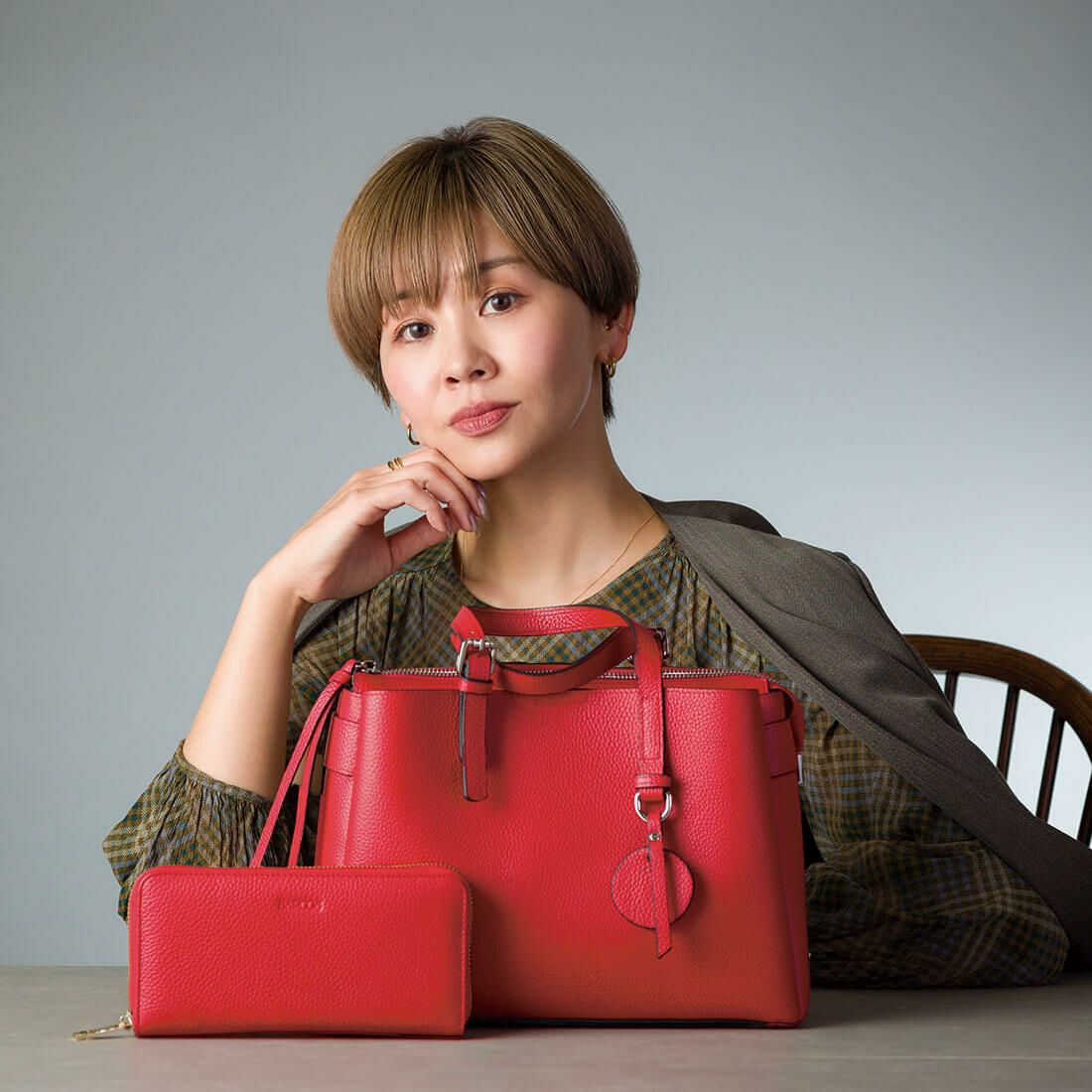 セット商品】シュリンクレザーハンドバッグ＆財布＜エレガントセット