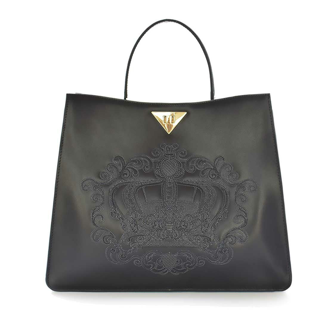 クラウンモチーフ刺繍入り2wayレザートートバッグ | バルコス公式