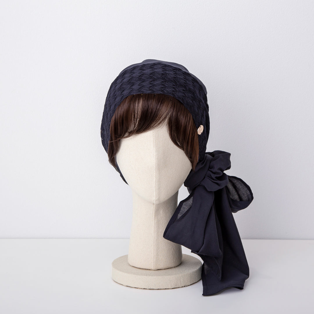 SCARF HAT (M) / KnitLace-Navy – BAREN（バレン）