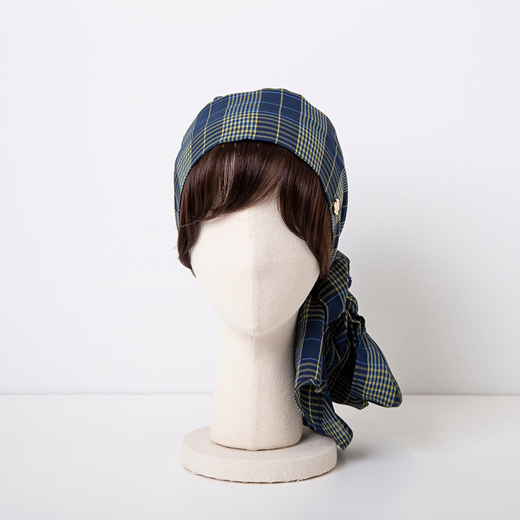 SCARF HAT (M) / Checked-Navy – BAREN（バレン）